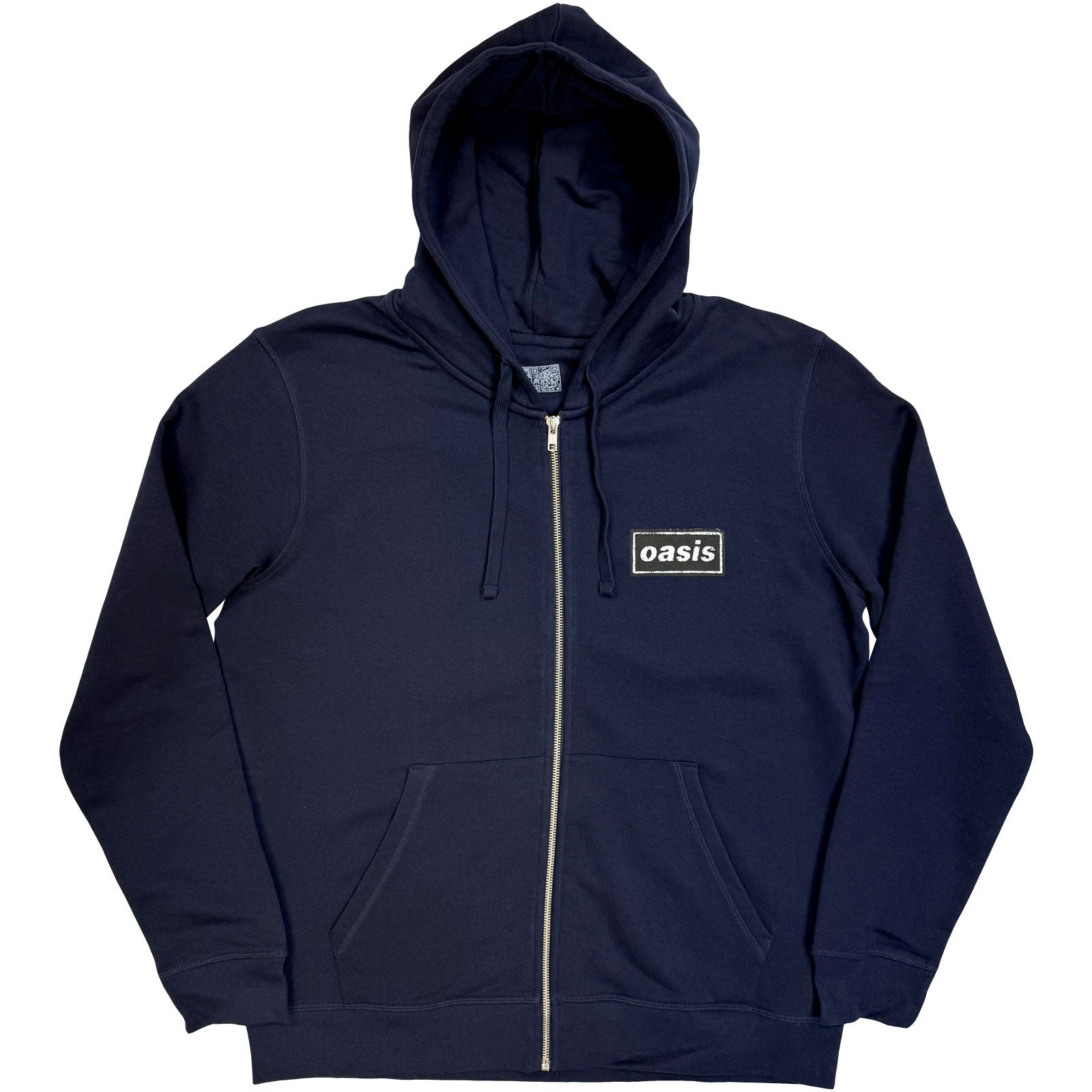 Oasis Unisex Zipped Hoodie: Stencil Logo (Navy Blue) (Ex-Tour)