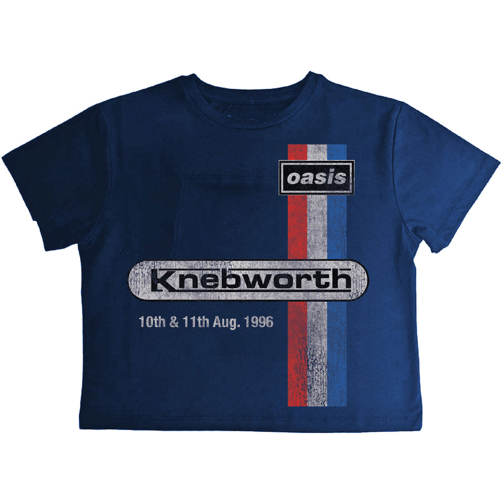 Oasis Ladies Crop Top: Knebworth '96 (Navy Blue)
