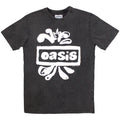 Oasis Unisex Stone Wash T-Shirt: Logo Splat (Charcoal Grey)