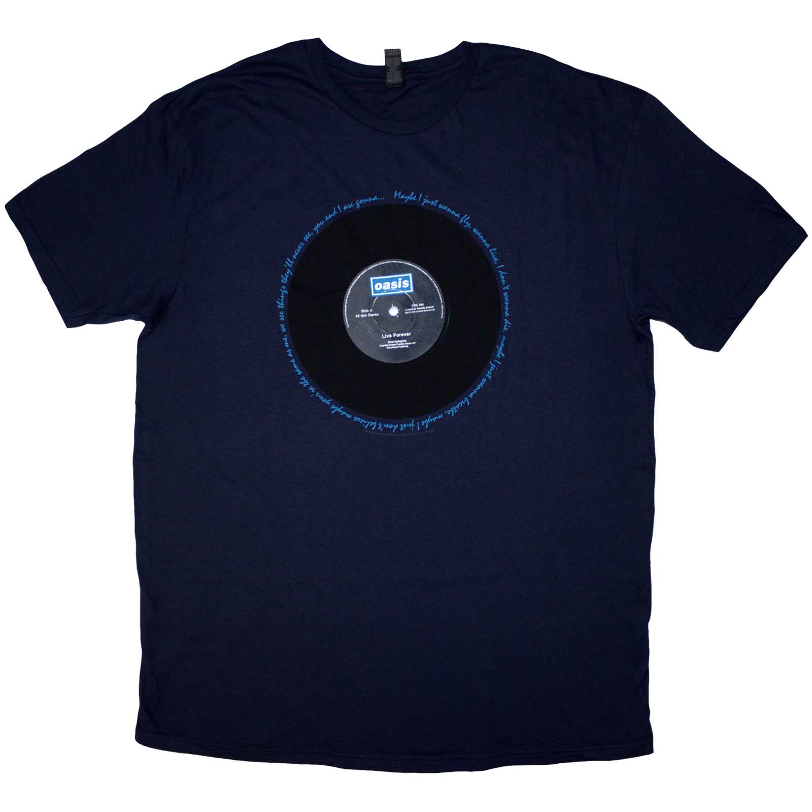 Oasis Unisex T-Shirt: Live Forever Single (Denim Blue)