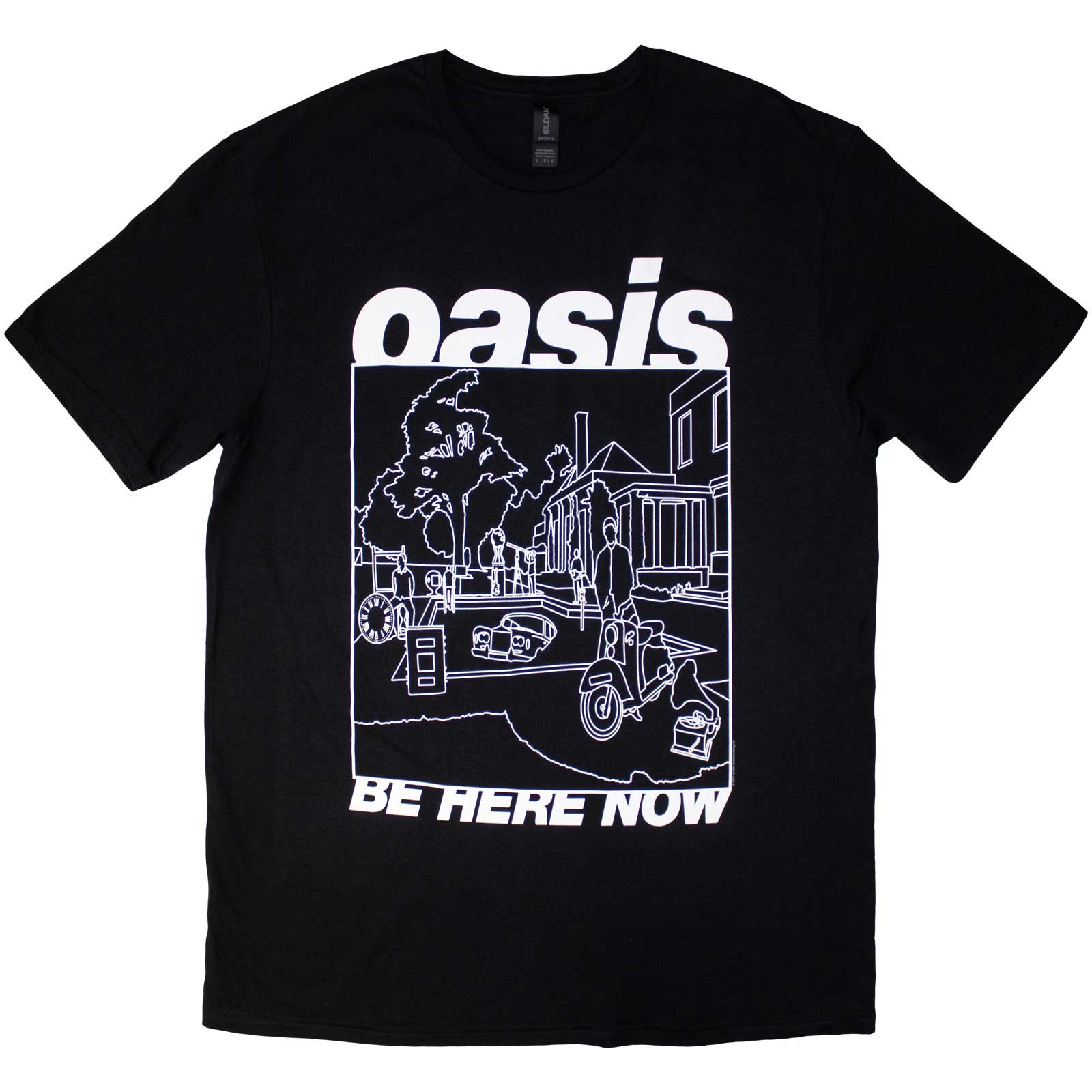 Oasis Unisex T-Shirt: Be Here Now Line Drawing (Black)