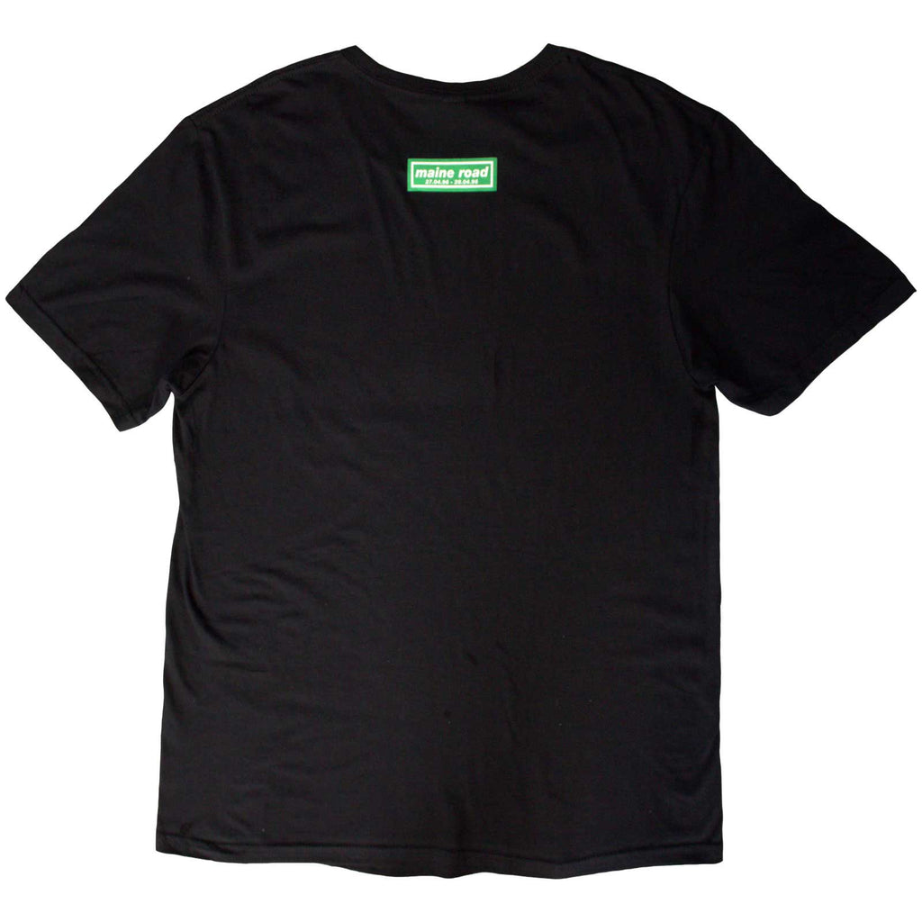 Oasis Unisex T-Shirt: Maine Road Football Pitch (Black) (Back Print)
