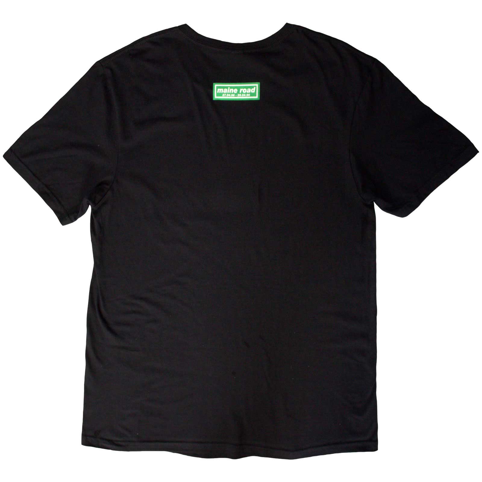 Oasis Unisex T-Shirt: Maine Road Football Pitch (Black) (Back Print)