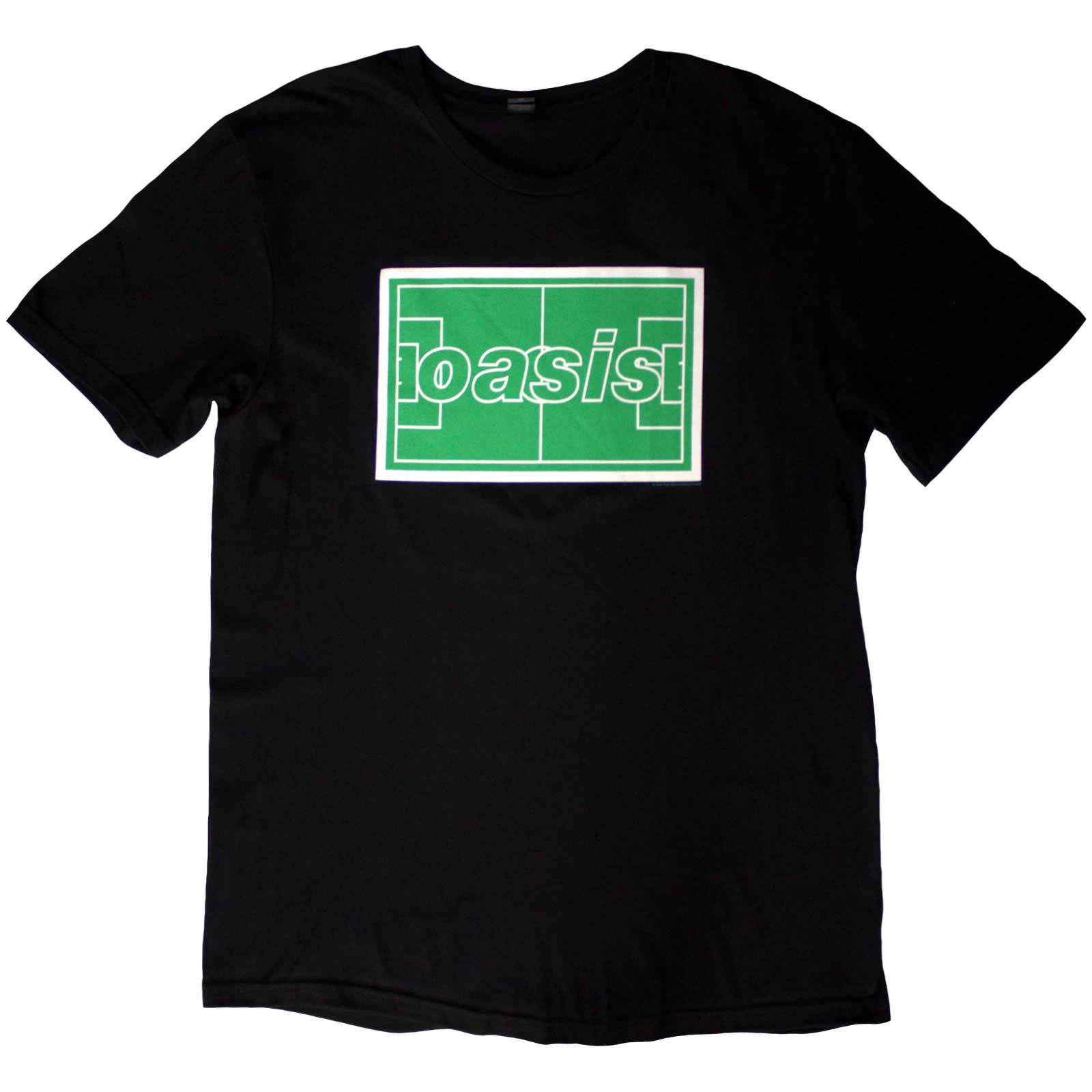 Oasis Unisex T-Shirt: Maine Road Football Pitch (Black) (Back Print)