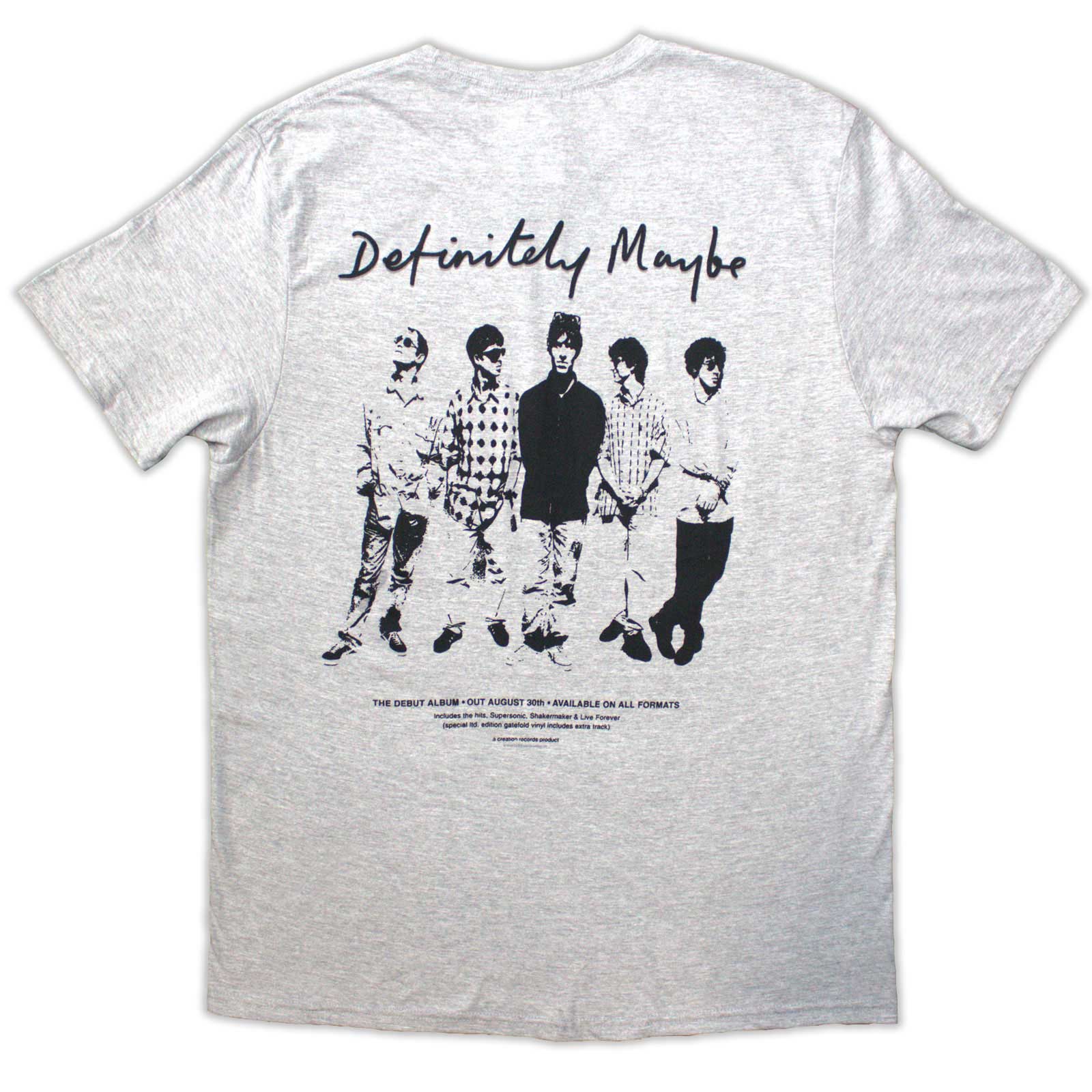 Oasis Unisex T-Shirt: Definitely Maybe Promo (Grey) (Back Print)