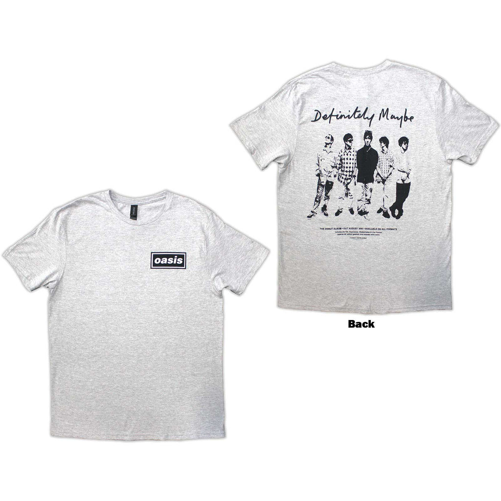 Oasis Unisex T-Shirt: Definitely Maybe Promo (Grey) (Back Print)