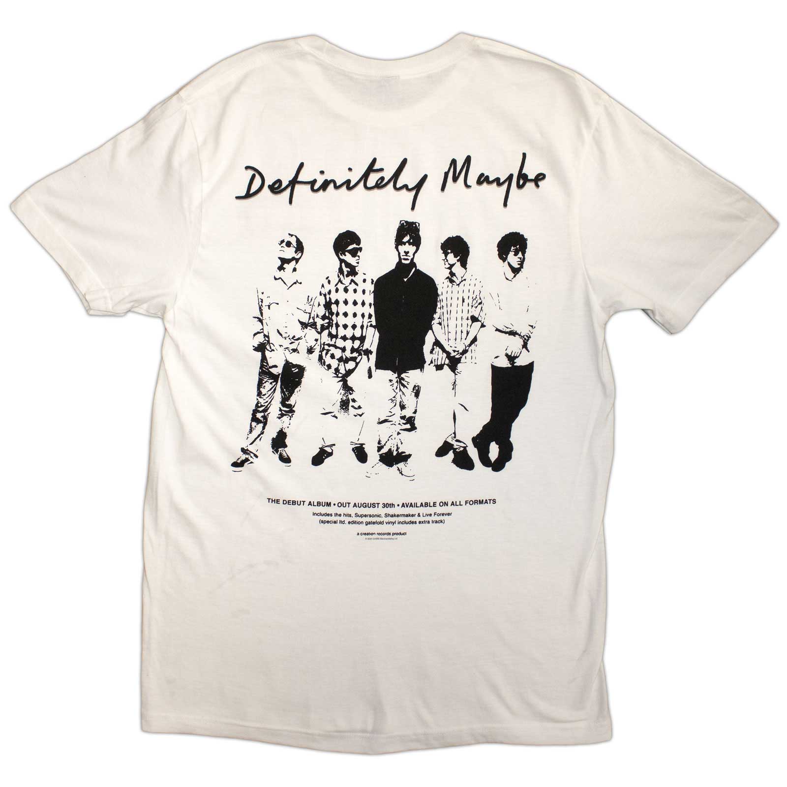 Oasis Unisex T-Shirt: Definitely Maybe Promo (White) (Back Print)