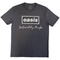 Oasis Unisex T-Shirt: Definitely Maybe Distressed Text Logo (Charcoal Grey)