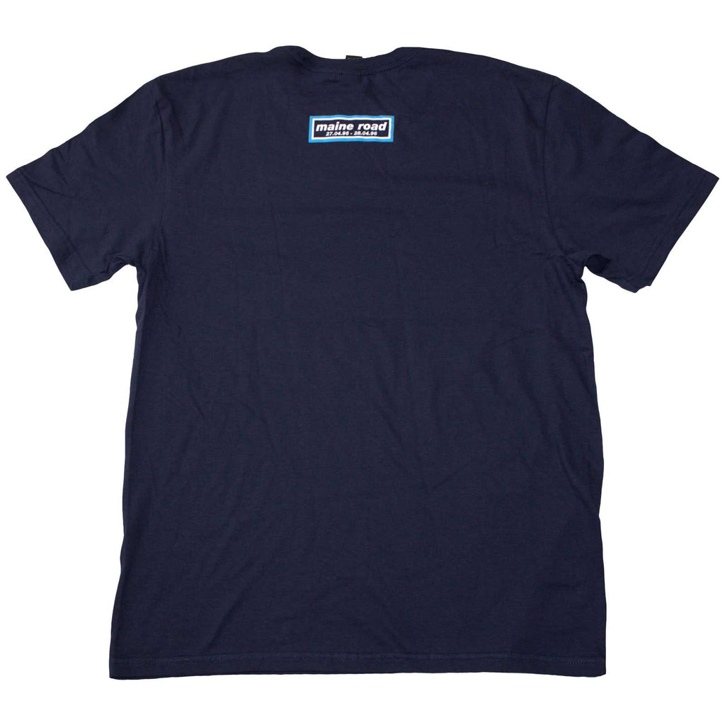 Oasis Unisex T-Shirt: Maine Road Event Logo (Navy Blue) (Back Print)
