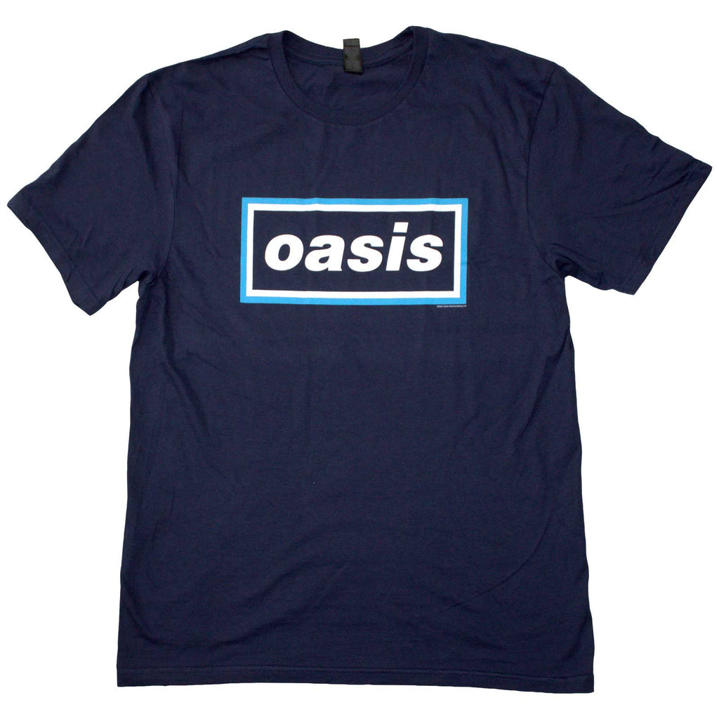 Oasis Unisex T-Shirt: Maine Road Event Logo (Navy Blue) (Back Print)