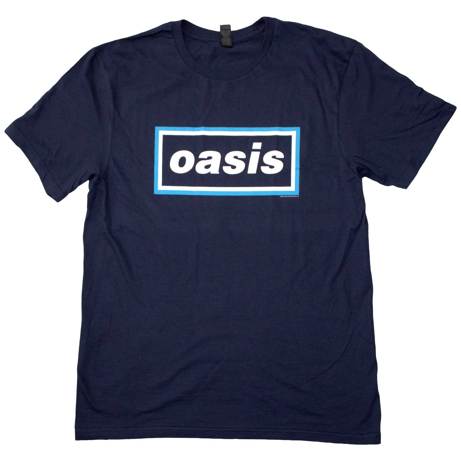Oasis Unisex T-Shirt: Maine Road Event Logo (Navy Blue) (Back Print)