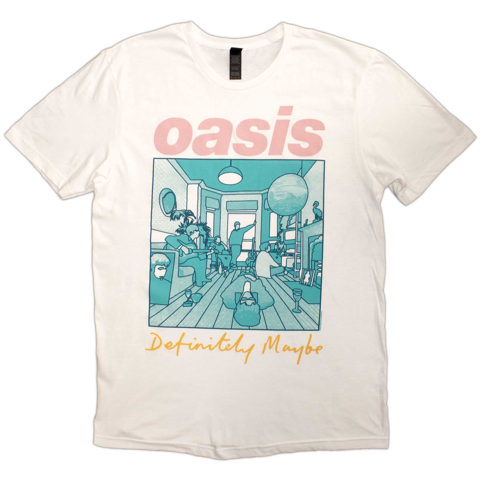 Oasis Unisex T-Shirt: Definitely Maybe Illustration Colour (White)