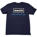 Oasis Unisex T-Shirt: Definitely Maybe Text Logo (Navy Blue)