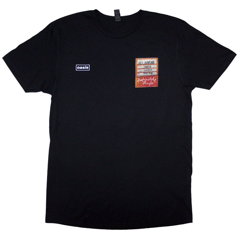 Oasis Unisex T-Shirt: Definitely Maybe AAA Setlist (Black) (Back Print)