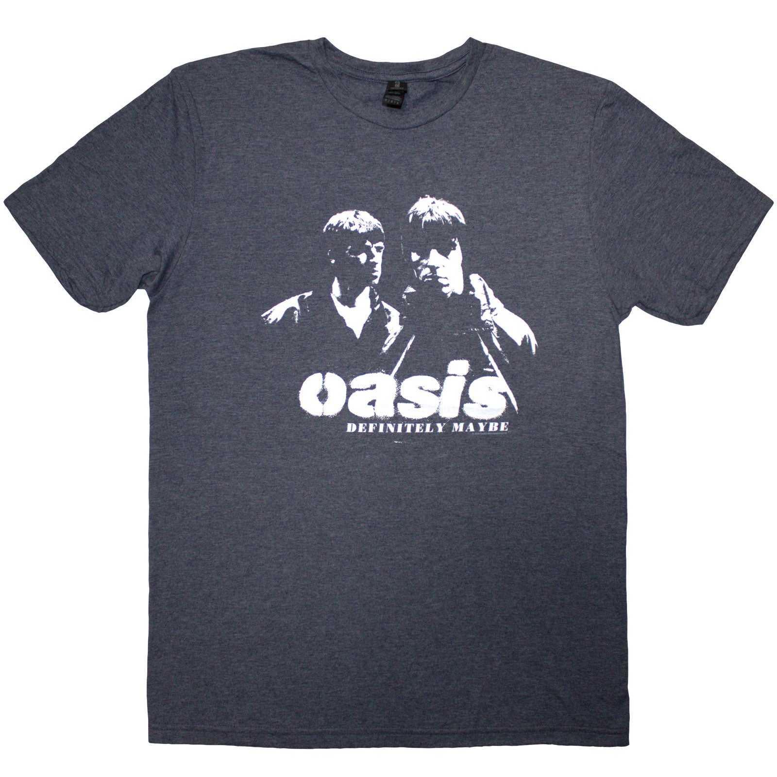 Oasis Unisex T-Shirt: Definitely Maybe Photo Stencil (Navy Blue)