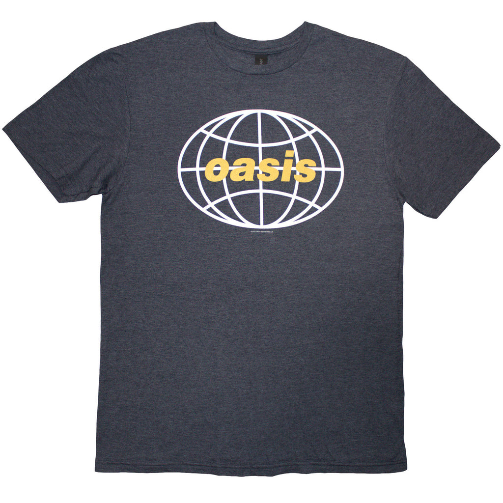 Oasis Unisex T-Shirt: 1998 World Tour - USA/Canada (Navy Blue) (Back Print)