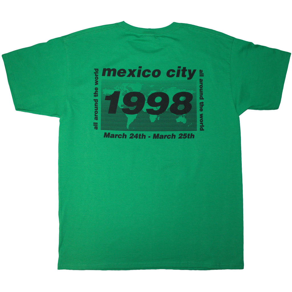 Oasis Unisex T-Shirt: 1998 World Tour - Mexico City (Green) (Back Print)