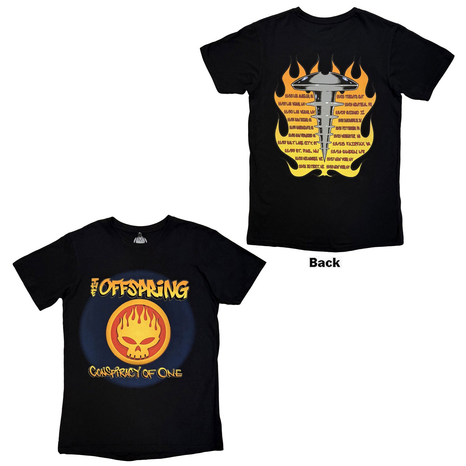 The Offspring Unisex Premium Carbon T-Shirt: Conspiracy Of One Tour '00 (Black) (Back Print)