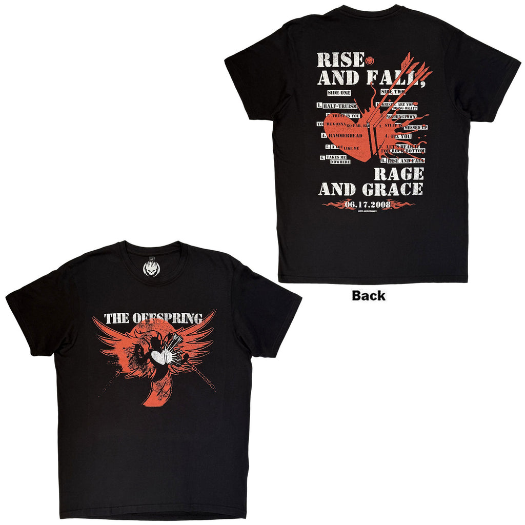 The Offspring Unisex Premium Carbon T-Shirt: Rise And Fall (Black) (Back Print)
