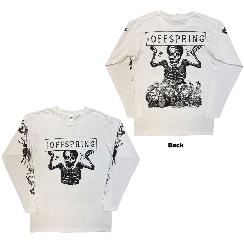 The Offspring Unisex Long Sleeve T-Shirt: Skeletons (White) (Back Print) (LOS)