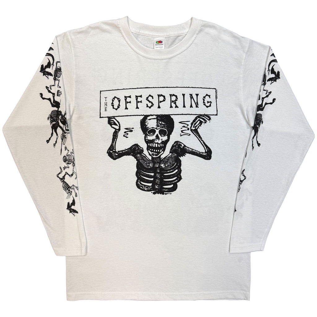 The Offspring Unisex Long Sleeve T-Shirt: Skeletons (White) (Back Print) (LOS)