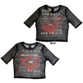 The Offspring Ladies Mesh Crop Top: Rise & Fall (Black) (Back Print)