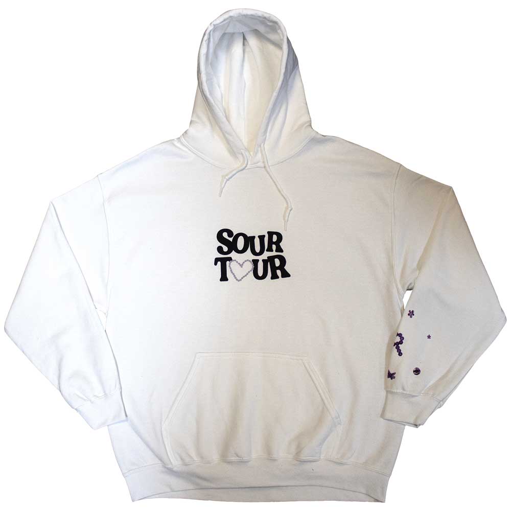 Olivia Rodrigo Unisex Pullover Hoodie: Butterfly Halo (White) (Back Print & Ex-Tour)