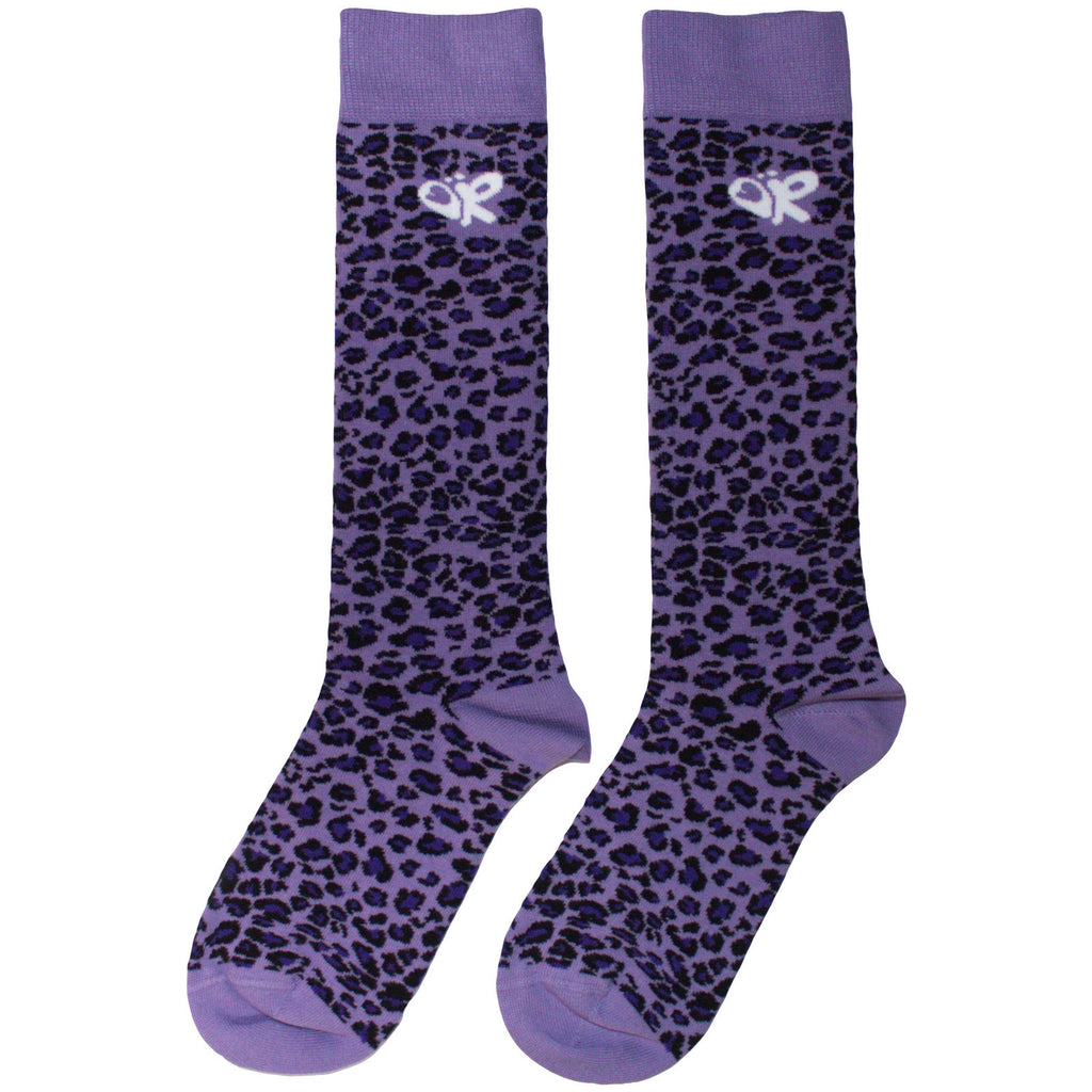 Olivia Rodrigo Unisex Knee Socks: Leopard Print (Purple) (UK Size 4 - 7)