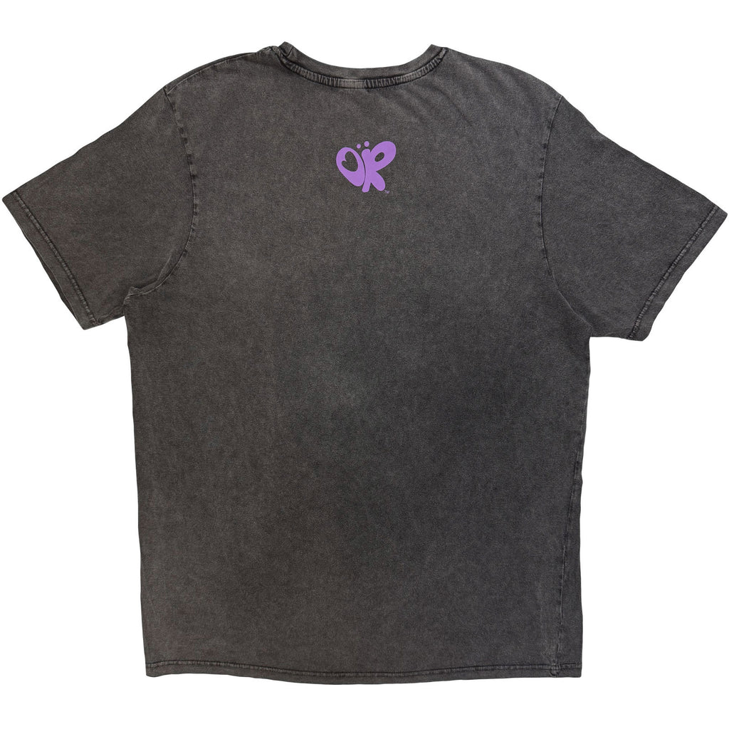 Olivia Rodrigo Unisex Stone Wash T-Shirt: Guts Album Cover (Charcoal Grey) (Back Print)