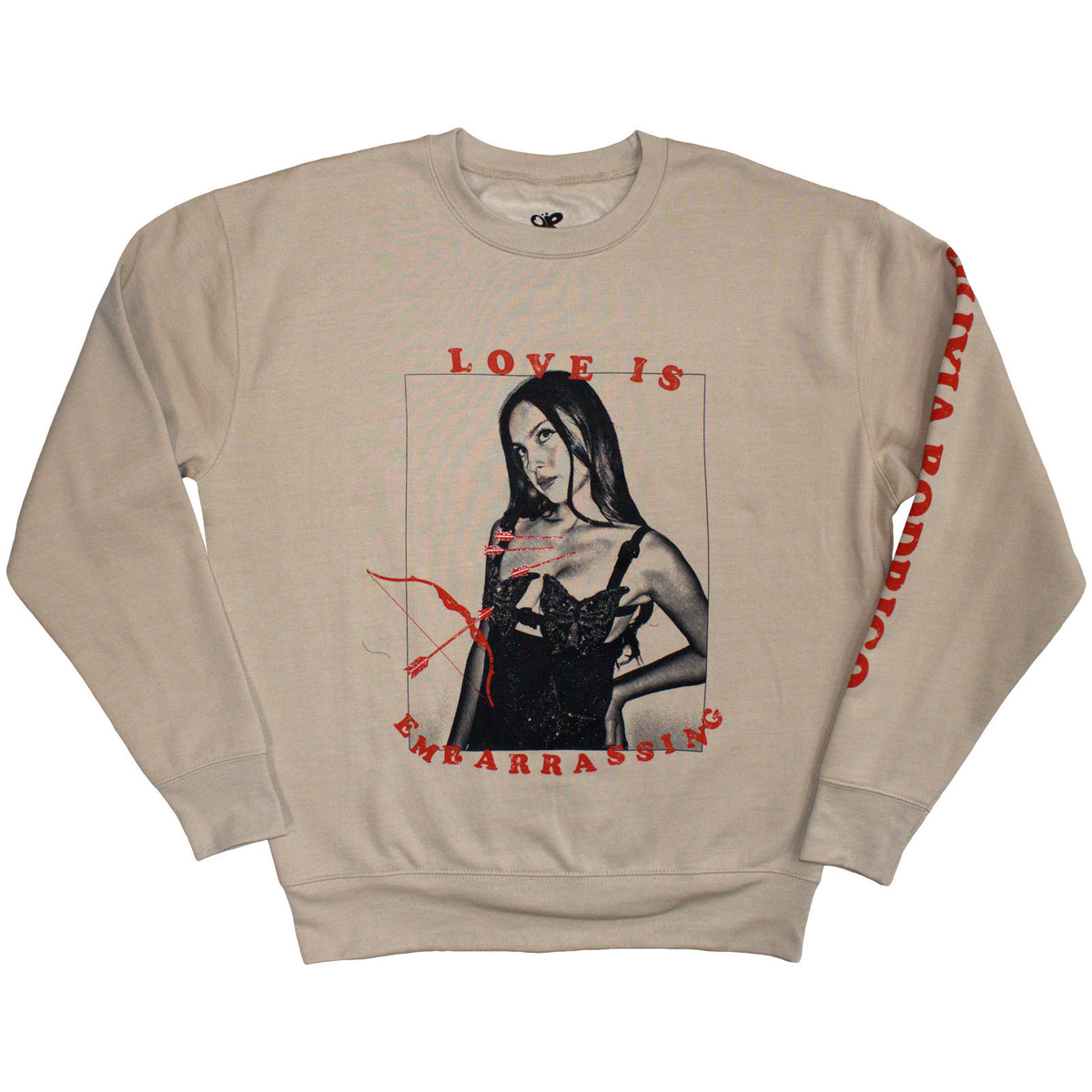 Olivia Rodrigo Unisex Sweatshirt: Love Is Embarrassing (Sand)