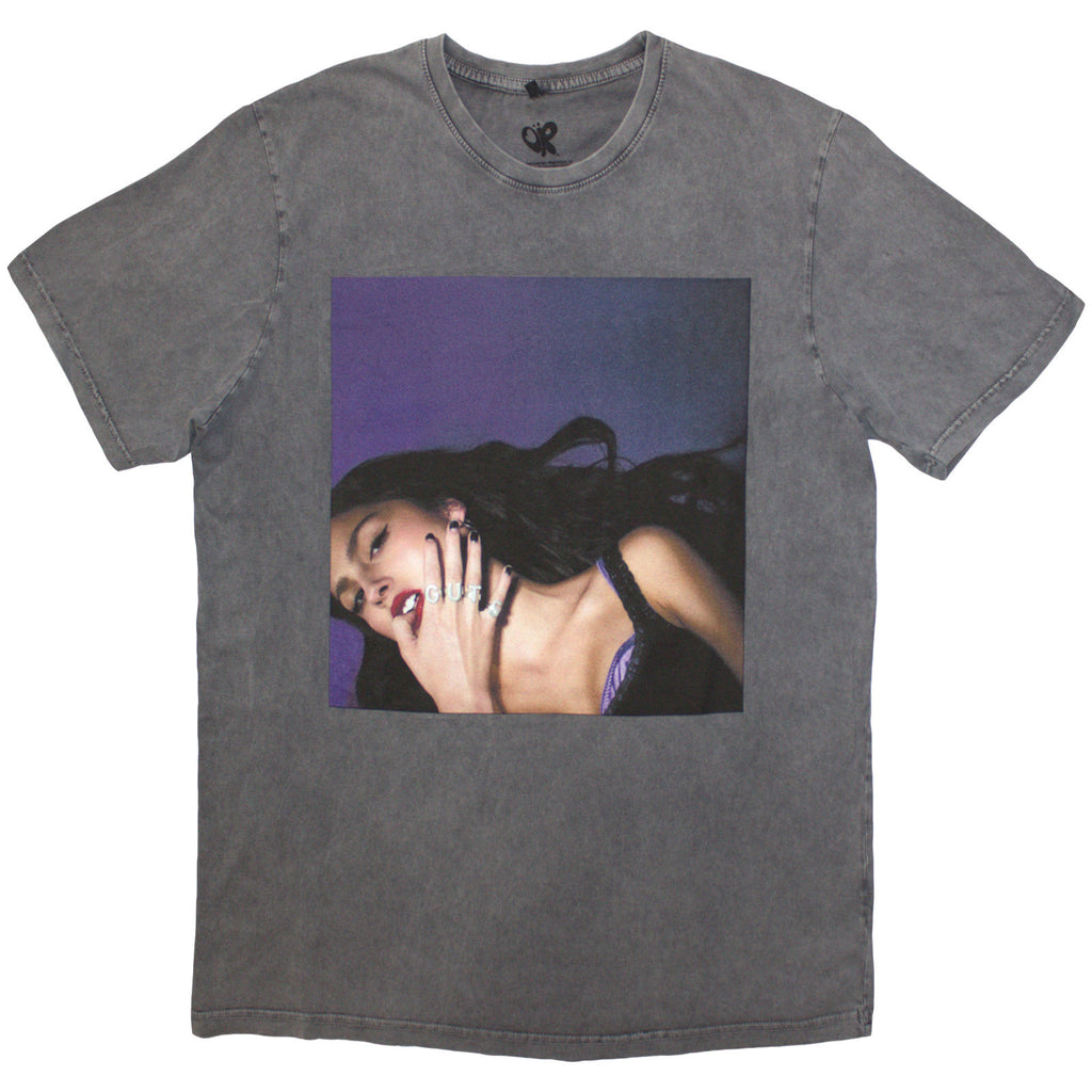Olivia Rodrigo Unisex T-Shirt: Guts Album Cover (Grey Wash) (Back Print & Wash Collection)