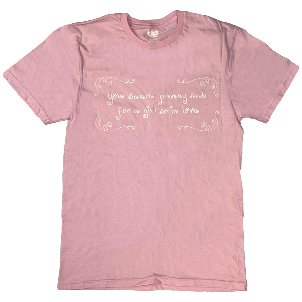 Olivia Rodrigo Unisex T-Shirt: You Seem Pretty Sad (Pink) (Back Print)