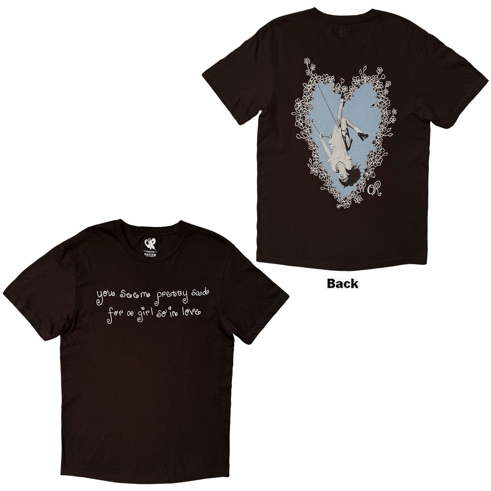 Olivia Rodrigo Unisex T-Shirt: Blue Daisy Heart (Brown) (Back Print)