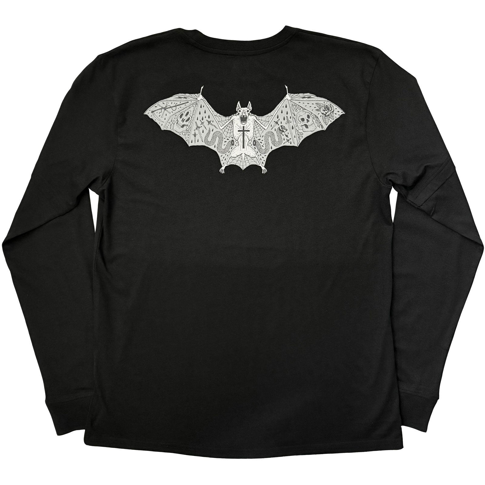 Ozzy Osbourne Unisex 2 In 1 Layered Long Sleeve T-Shirt: Tattoo Bat (Black) (Back Print)
