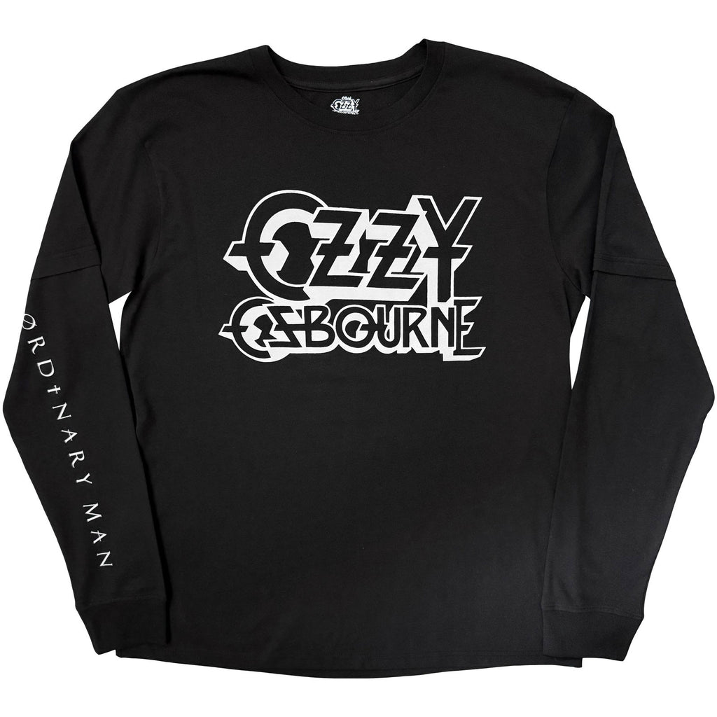 Ozzy Osbourne Unisex 2 In 1 Layered Long Sleeve T-Shirt: Tattoo Bat (Black) (Back Print)