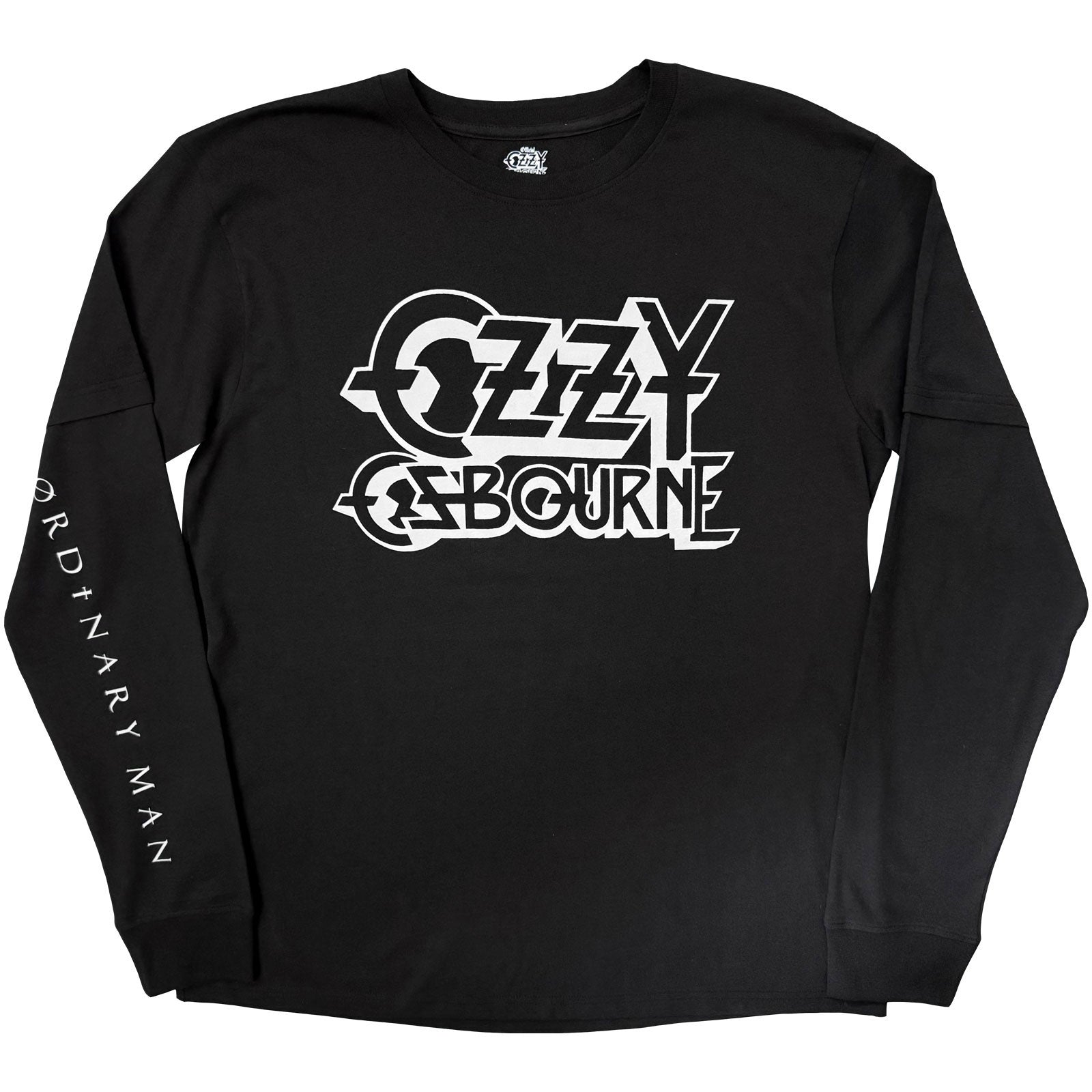 Ozzy Osbourne Unisex 2 In 1 Layered Long Sleeve T-Shirt: Tattoo Bat (Black) (Back Print)