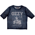 Ozzy Osbourne Ladies Mesh Crop Top: Speak Of The Devil (Navy Blue)