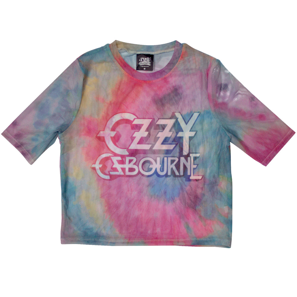 Ozzy Osbourne Ladies Mesh Crop Top: Logo (Light Blue)