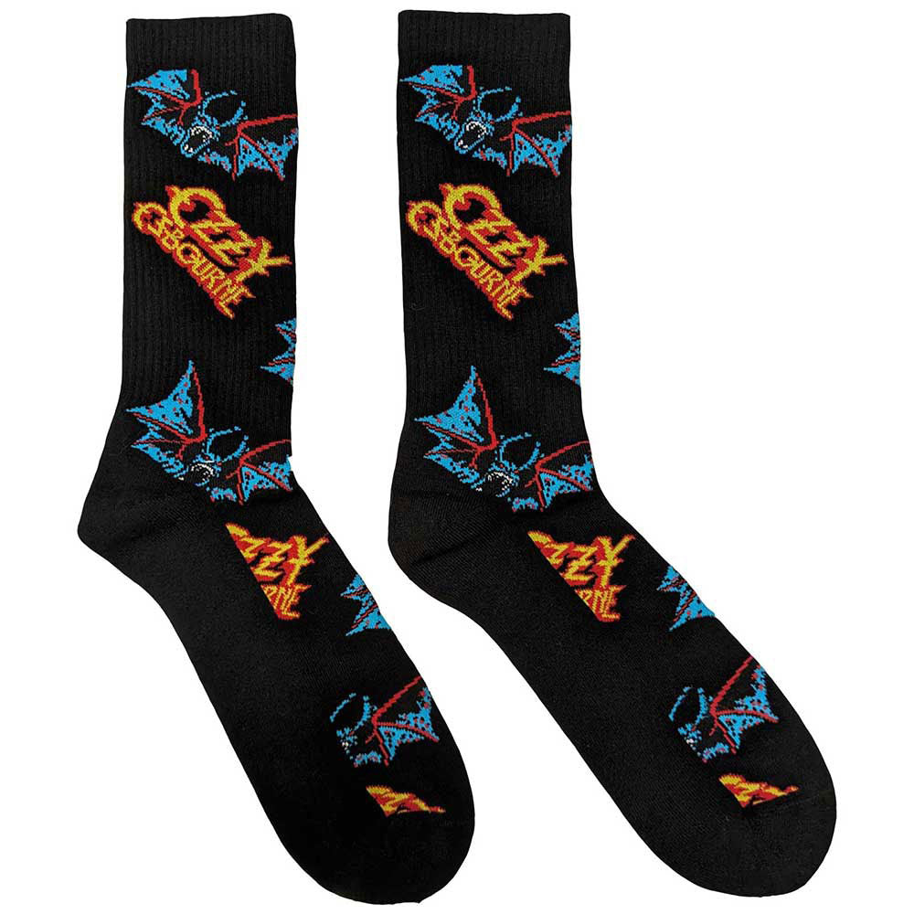 Ozzy Osbourne Unisex Ankle Socks: Logos & Bats (Black) (UK Size 4 - 7)