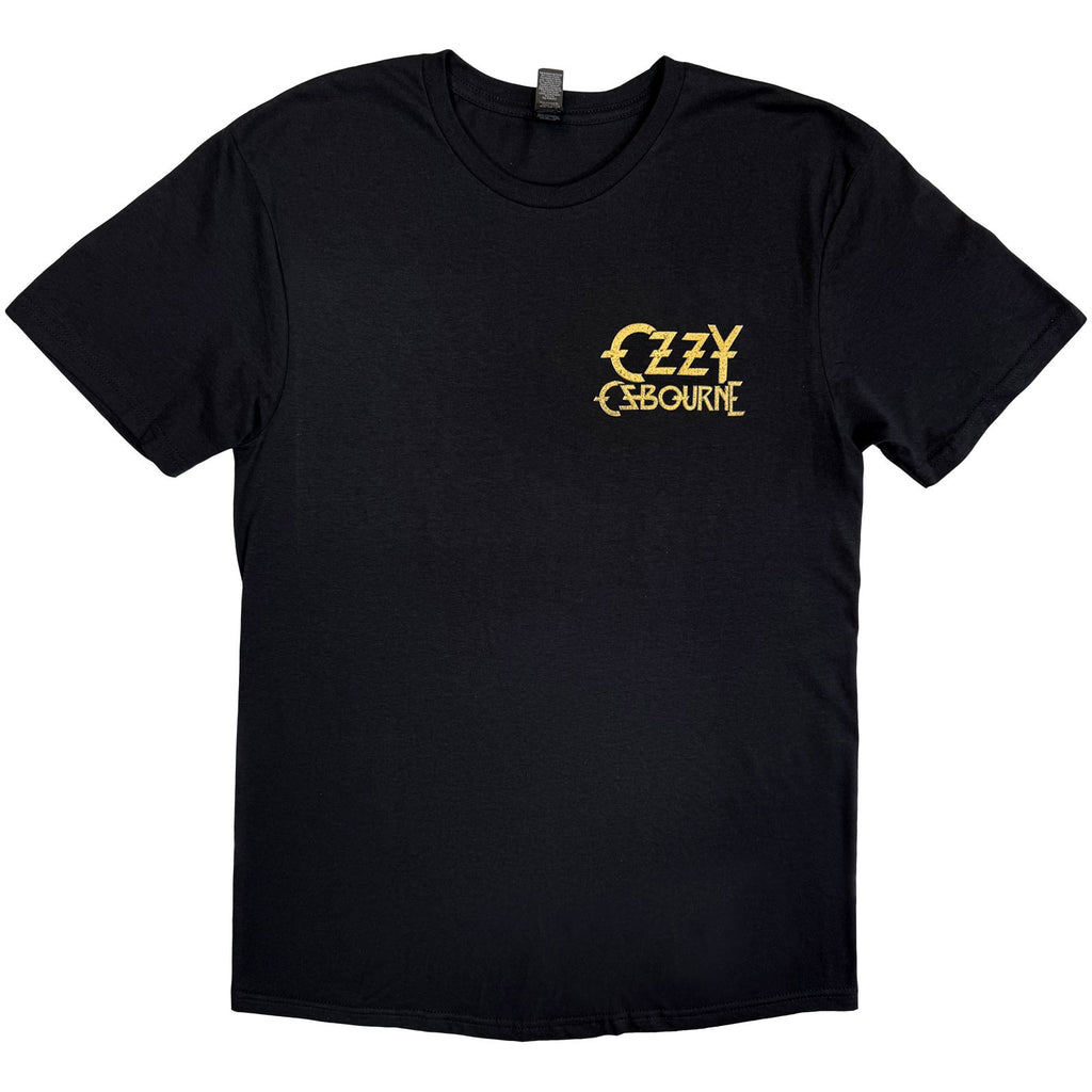 Ozzy Osbourne Unisex T-Shirt: Patient No. 9 Gold Logo (Black) (Back Print)