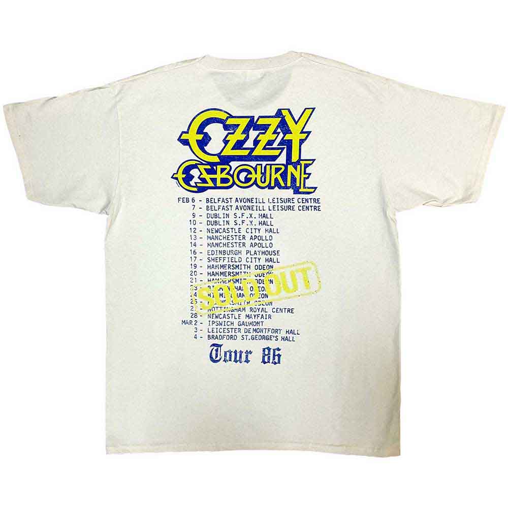 Ozzy Osbourne Unisex T-Shirt: The Ultimate Sin Tour '86 (Natural) (Back Print)
