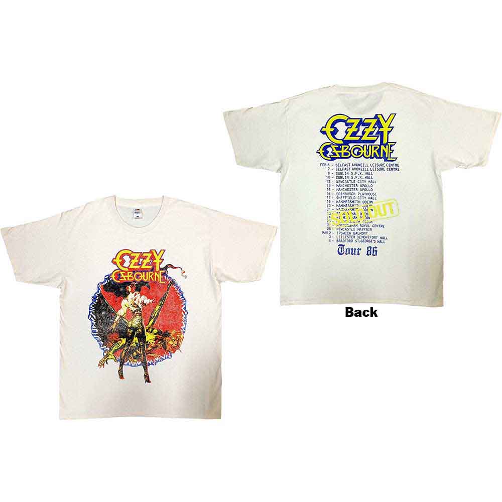 Ozzy Osbourne Unisex T-Shirt: The Ultimate Sin Tour '86 (Natural) (Back Print)