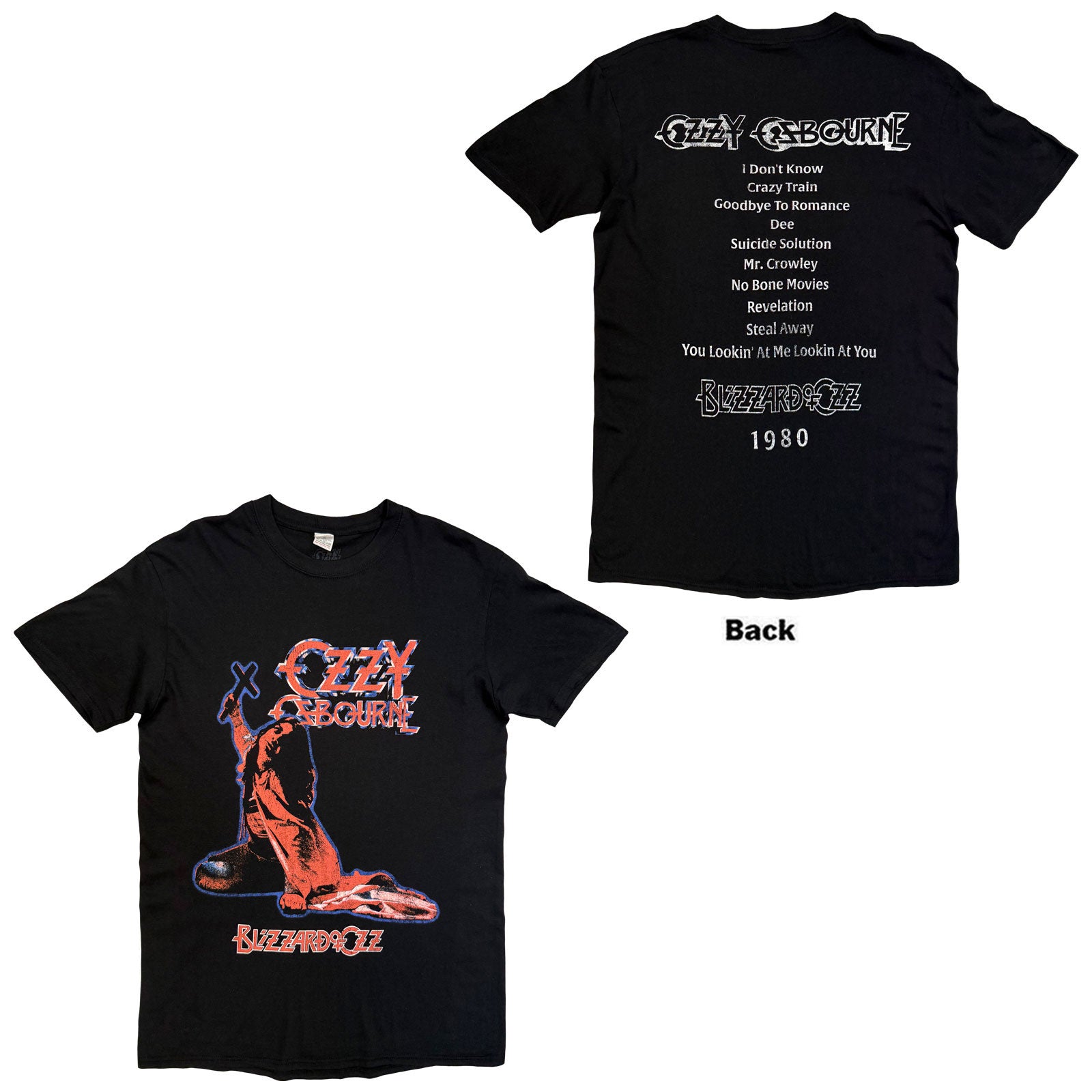 Ozzy Osbourne Unisex T-Shirt: Blizzard Of Ozz Tribute (Black) (Back Print)