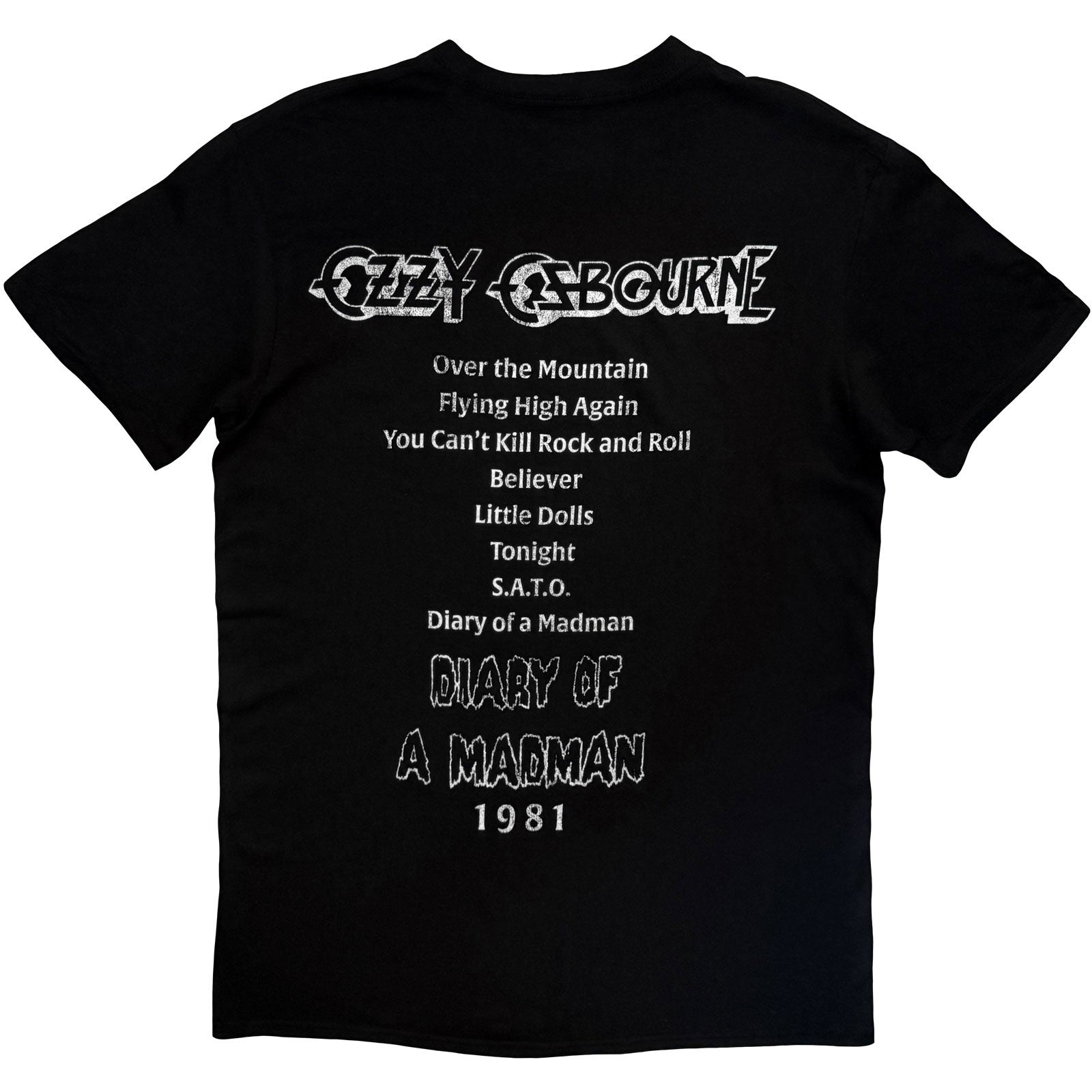 Ozzy Osbourne Unisex T-Shirt: Diary Of A Madman Tribute (Black) (Back Print)