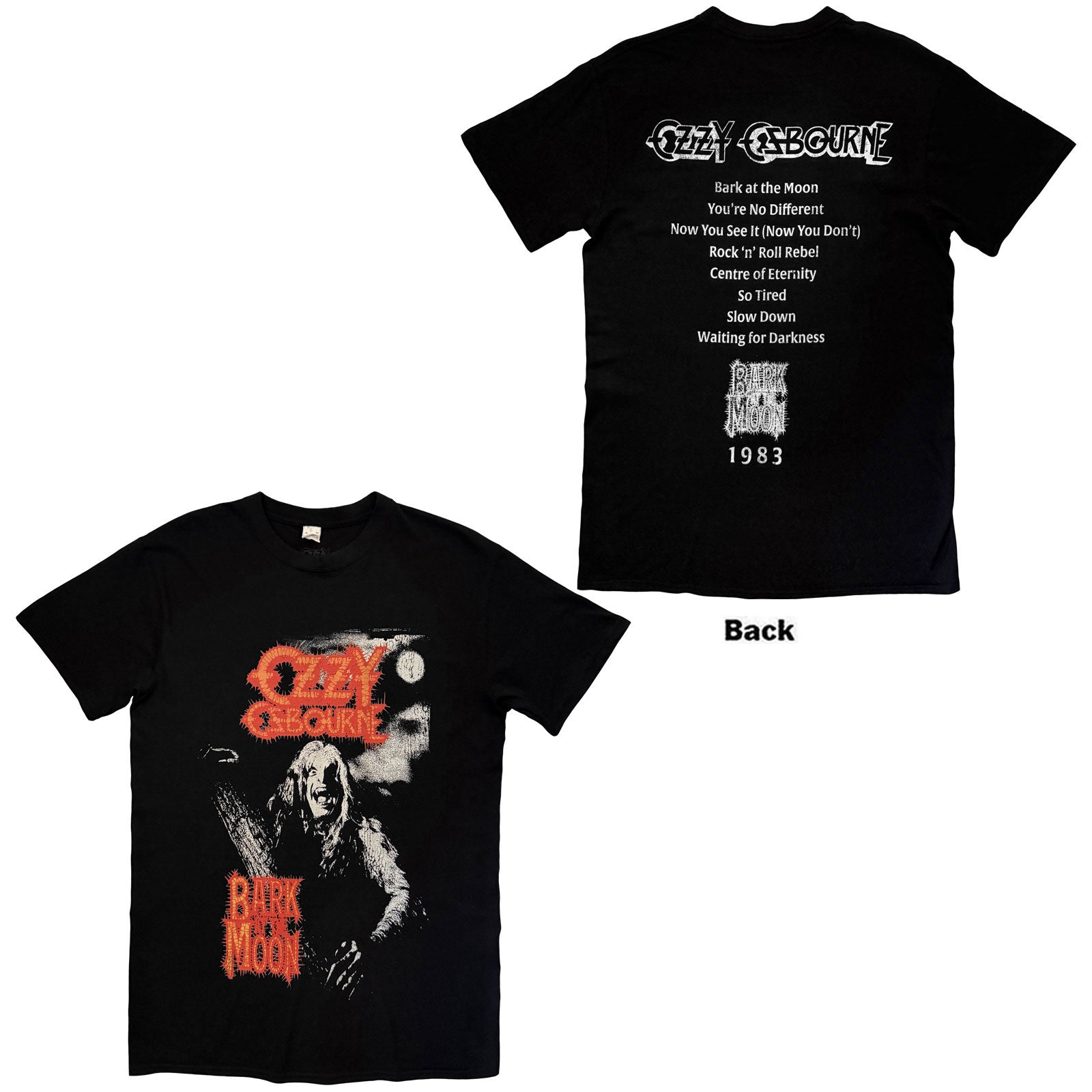 Ozzy Osbourne Unisex T-Shirt: Bark At The Moon Tribute (Black) (Back Print)