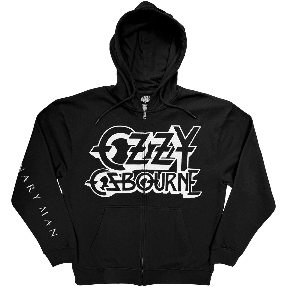 Ozzy Osbourne Unisex Zipped Hoodie: Tattoo Bat (Black) (Back & Sleeve Print)