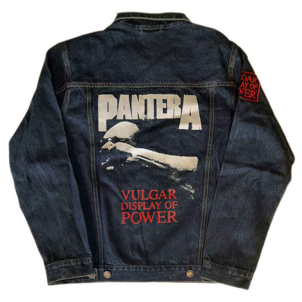 Pantera Unisex Denim Jacket: Vulgar Display of Power (Black) (Back & Sleeve Print)