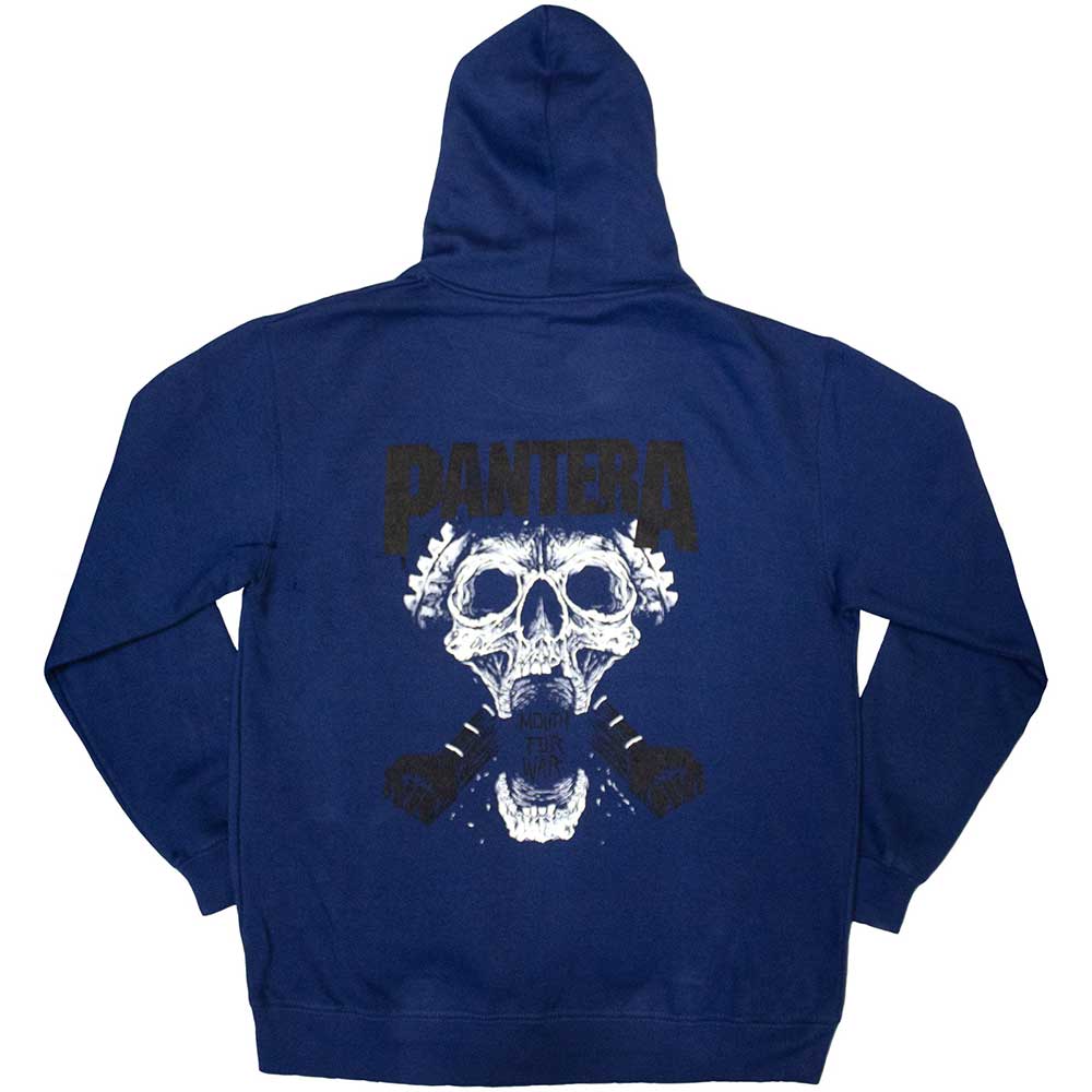 Pantera Unisex Pullover Hoodie: Mouth For War B&W (Blue) (Back Print)