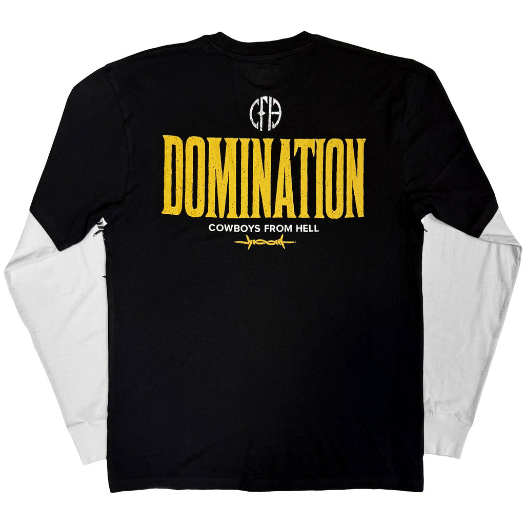 Pantera Unisex Layered Long Sleeve T-Shirt: Texas To Domination (Black & White) (Back &Sleeve Print)