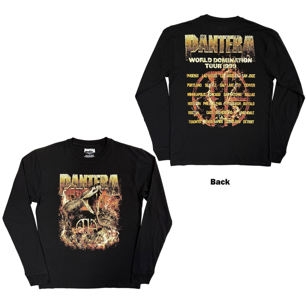 Pantera Unisex Long Sleeve T-Shirt: World Domination Tour (Black) (Back Print)